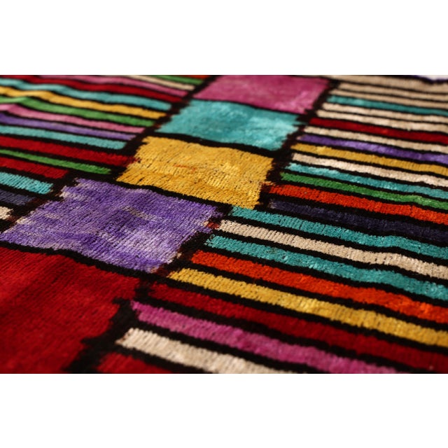 2020s The Vibrant Multi-Color Geometric Silk Velvet Pillow - 20" X 20" For Sale - Image 5 of 8