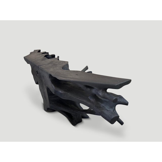 Andrianna Shamaris Sculptural Charred Teak Wood Console Table For Sale - Image 17 of 18