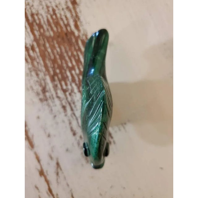 Green Malachite Carved & Polished Fish Shaped Stone For Sale - Image 8 of 10