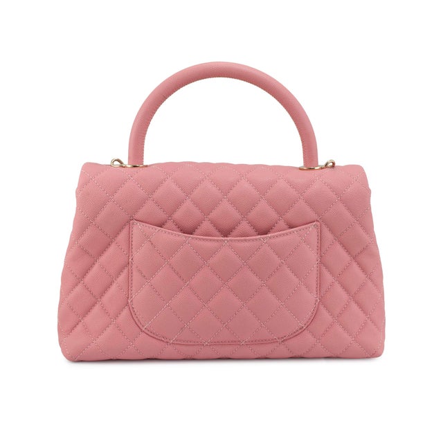 Chanel Chanel Coco Flap Pink Caviar Leather Gold Hardware Top Handle Bag For Sale - Image 4 of 14