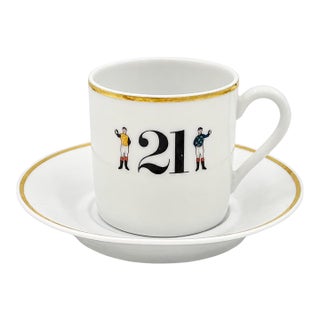 Vintage the 21 Club Nyc Restaurant Equestrian Jockey Porcelain Cup & Saucer For Sale