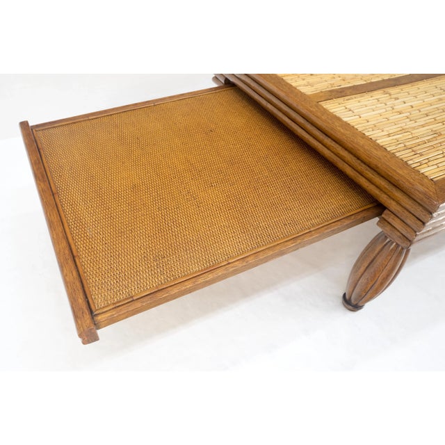 Heavy Solid Angelica Wood Rattan Pull Out Shelves Bowling Pins Shape Legs Mint For Sale - Image 11 of 11