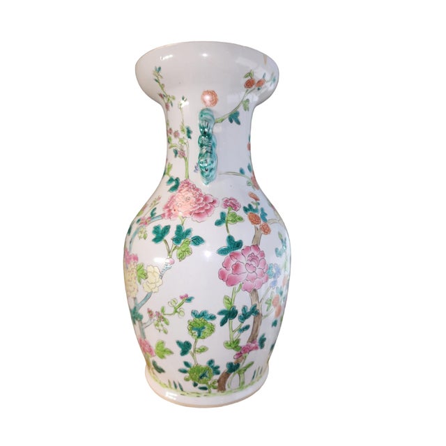 20th Century Qianlong Famille Rose Large Floral Vase For Sale - Image 4 of 7
