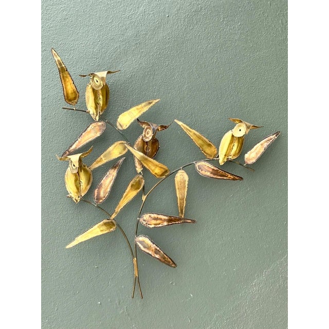 Late 20th Century Vintage Brass Owl Wall Sculpture After Curtis Jere For Sale - Image 5 of 16