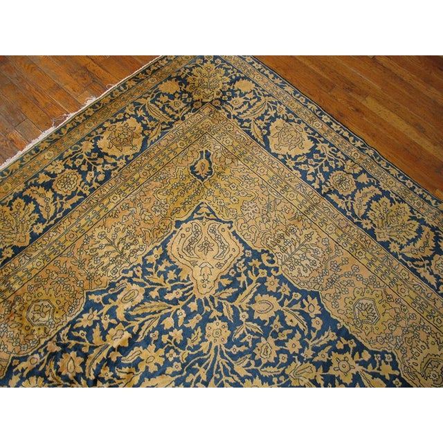 Traditional and Classic Floral Navy Background Color Antique Indian Lahore Rug For Sale - Image 4 of 6