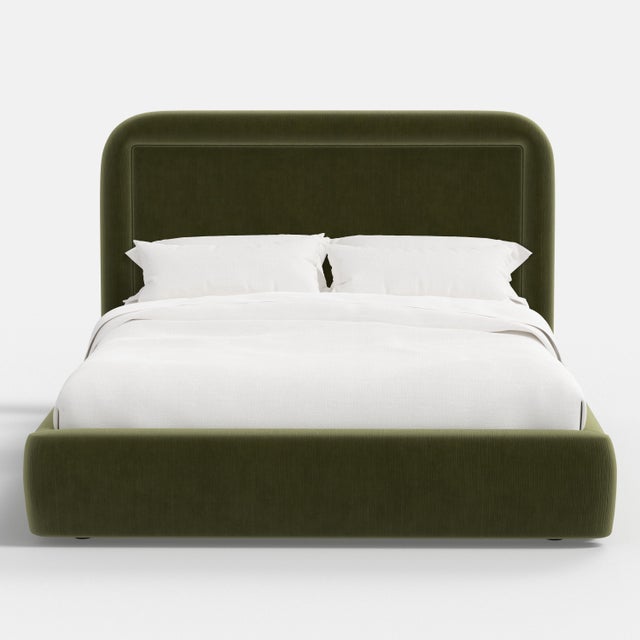 Not Yet Made - Made To Order Stoffer Home x Cloth & Company Marisa Platform Bed in Performance Velvet Moss - Full/Double For Sale - Image 5 of 6