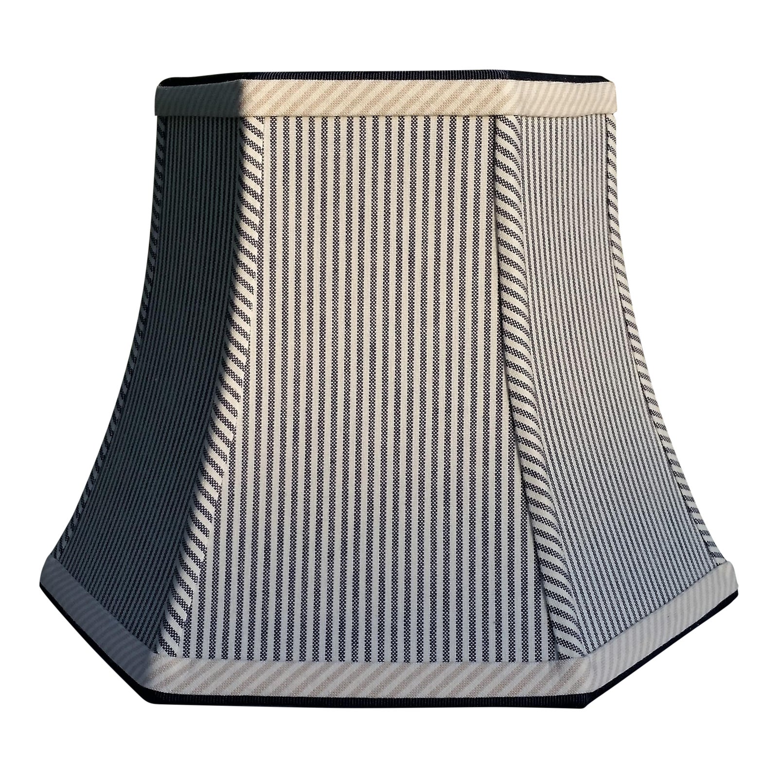 Lampshade Navy Blue And White Ticking Stripe Hexagon Bell Uno Lamp