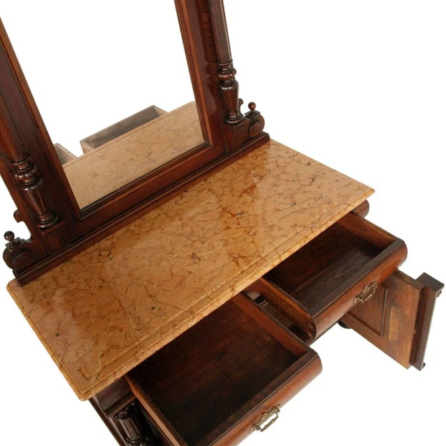 19th Century Italian Walnut Mirrored Dressing Table For Sale - Image 6 of 7