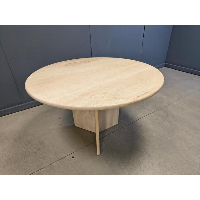 Stone Italian Round Travertine Dining Table, 1970s For Sale - Image 7 of 14