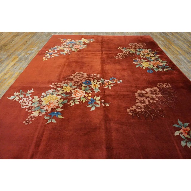 1930s Chinese Art Deco Carpet ( 8'10'' x 11'4'' - 270 x 345 ) Rectangle Room Size 1930s Coral Knotted Chinese – Art Deco...
