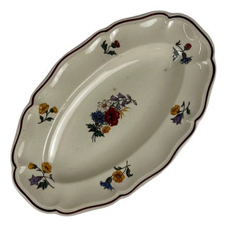 Small Oval Agreste Plate from Sarreguemines, 1930s For Sale