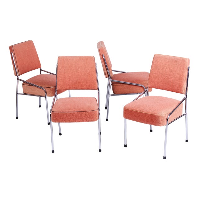 Bauhaus Chairs in Tubular Chrome-Plated Steel, Czech, 1940s, Set of 4 For Sale