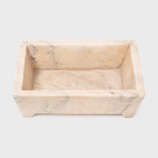 Chinese Chinese White Marble Footed Basin For Sale - Image 3 of 6