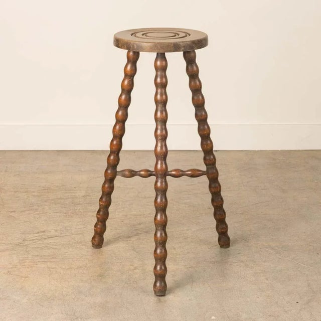 1950s 1950s Tall French Wood Tripod Stool For Sale - Image 5 of 9