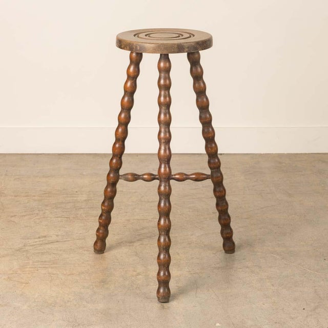 1950s 1990s Tall French Wood Tripod Stool For Sale - Image 5 of 9