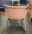 Low profile and portable folding scissor frame accent chair has a wooden frame with woven cord seating and backing. Folds...