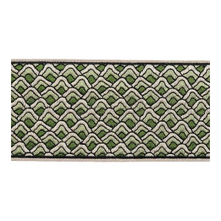 Sample - Schumacher Sunrise Embroidery Tape in Emerald For Sale