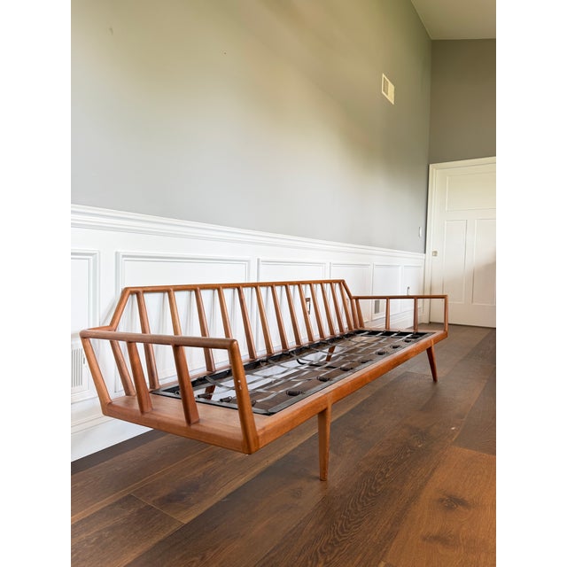 Wood Rare Mel Smilow for Smilow-Thielle Walnut Rail Back Sofa, Circa 1955 For Sale - Image 7 of 12