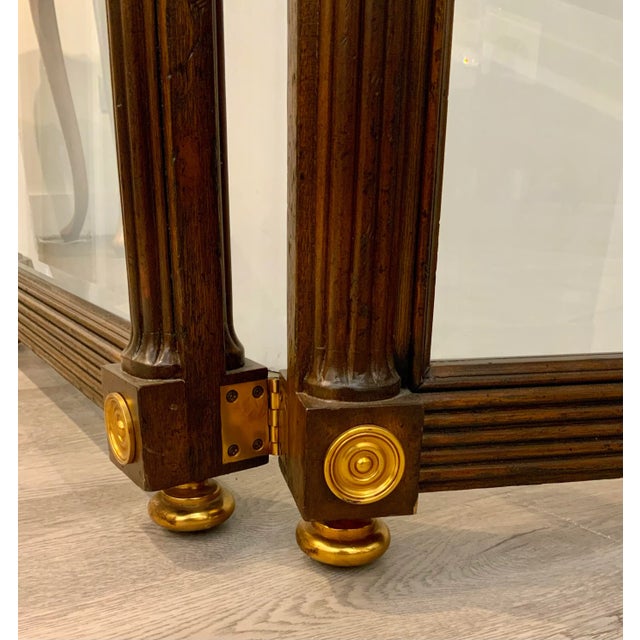 Maitland-Smith Neoclassical Style Regency Mahogany Finished 3 Panel Glass Screen For Sale In Atlanta - Image 6 of 8