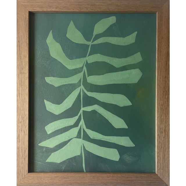Not Yet Made - Made To Order 2026 Contemporary Set of Nine Abstract Fern Paintings on Paper Framed in Walnut Frames by Artist r.k. Red For Sale - Image 5 of 11