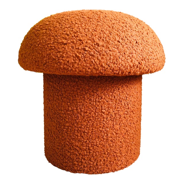 Mushroom Ottoman in Cinnamon Boucle For Sale