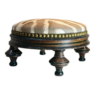 19th Century English Tiger Print Footstool For Sale
