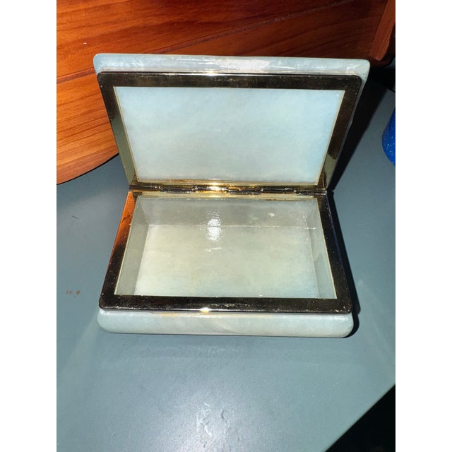 Beautifully crafted Light Green Alabaster Trinket Box for many Purposes