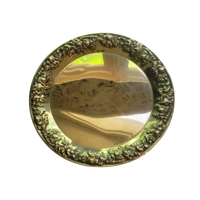 Vintage Mid-Century Silverplate Platter With Grapevine Design For Sale