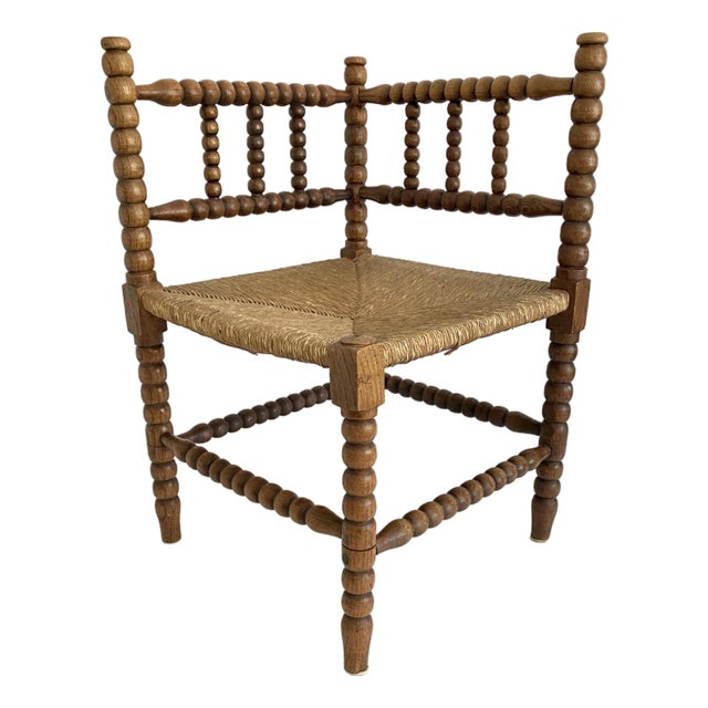 Dutch Oak Corner Bobbin Chair For Sale