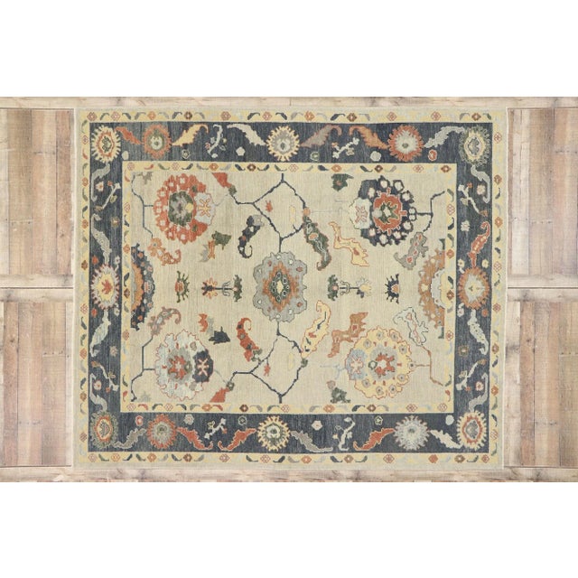 Sand Earth-Tone Turkish Oushak Rug, 08'02 X 09'08 For Sale - Image 8 of 9
