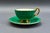 Mid 20th Century Anysley j.a. Bailey Signed Vintage Pink Cabbage Rose Green Gold Tea Cup & Saucer For Sale - Image 5 of 12