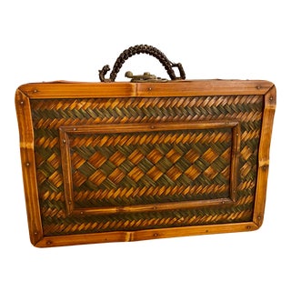 Vintage Briefcase Shaped Chinese Basket Woven With Handles For Sale