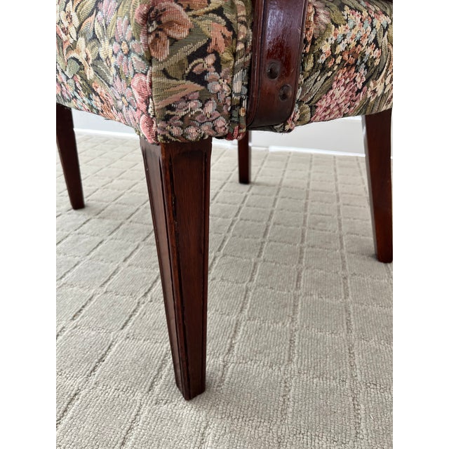 1970s French 18th Century Floral Pattern Mahogany Bergere Armchair Chair For Sale - Image 12 of 12