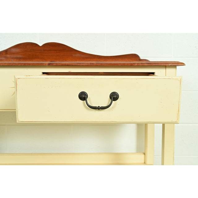 Wood Ethan Allen American Colonial Cream Lacquered Maple Sideboard Buffet Server or Console Table For Sale - Image 7 of 15