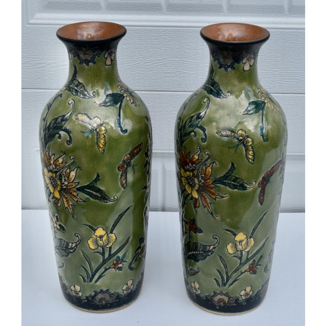 Vtg. Pair of Baum Bros Formalities Vase W/Floral & Butterfly Details For Sale In Philadelphia - Image 6 of 14