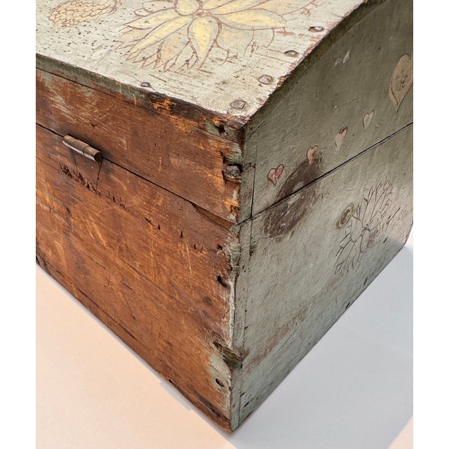 American Folk Art Blue Painted Storage Chest Circa 1820 For Sale - Image 17 of 18