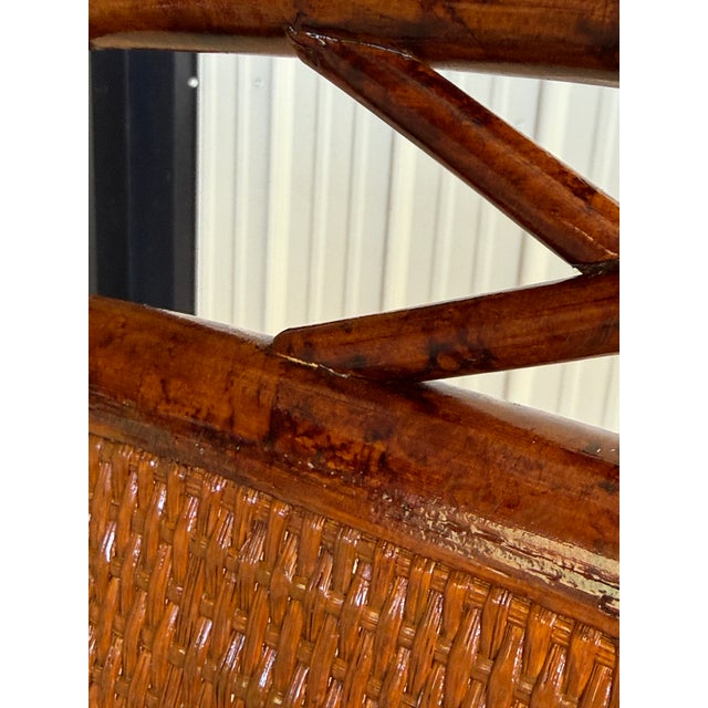 Vintage British Colonial Style Tortoise Rattan Cane Captain’s Chairs – Pair For Sale In Naples, FL - Image 6 of 12