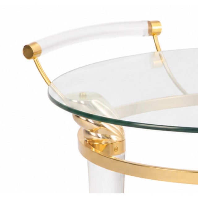 Modern Vintage Bar Trolley in Brass and Glass by Maison Charles for Maison Charles, 1970s For Sale - Image 3 of 4