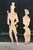 Pair of 1890s style figures of a man in a top hat with a walking stick and a svelte woman made of metal form France. Woman...