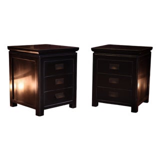 Canton Bedside Tables with 3 Drawers in Black Ash from Lombok, 2010s, Set of 2 For Sale