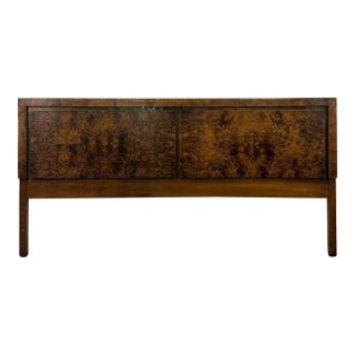 Vintage John Stuart MCM Burlwood King Headboard, Bronze Inlay Detail, Collectable For Sale