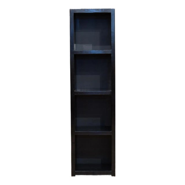 Ebonized Wooden Bookcase With Four Open Shelves For Sale