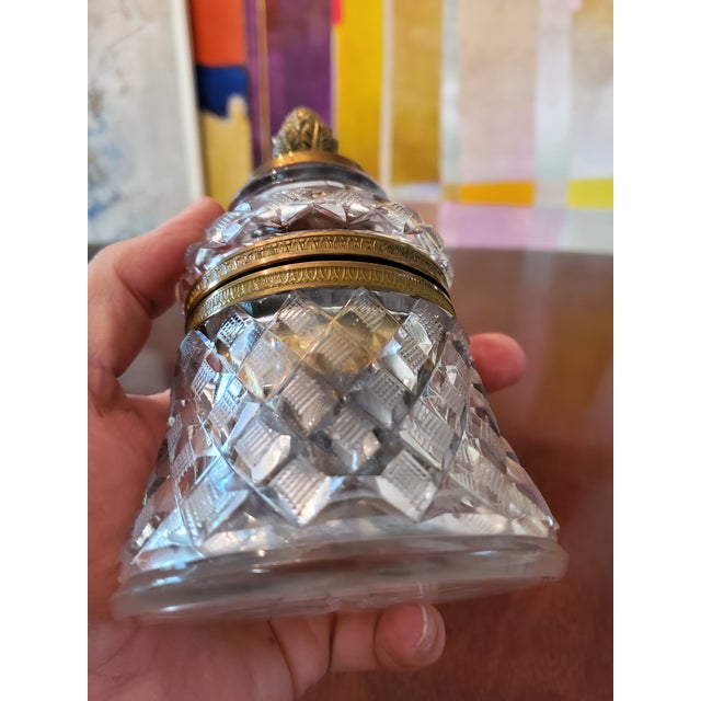 Vintage Baccarat Style Bell Shape Crystal Bronze Jewel Box For Sale In Boston - Image 6 of 9
