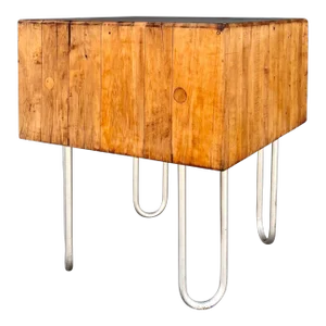 Mid Century Monumental Square Butcher Block With Jigsaw Joinery and Hairpin Legs