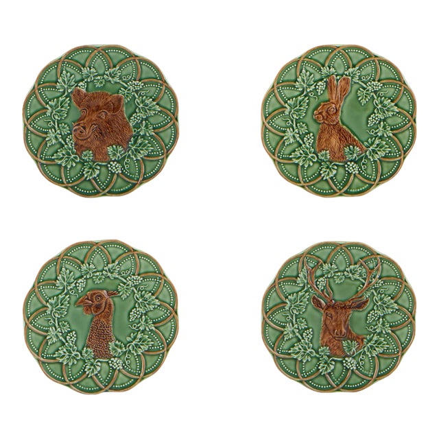 Bordallo Pinheiro Woods Assorted Bread and Butter Plates, Set of 4 For Sale