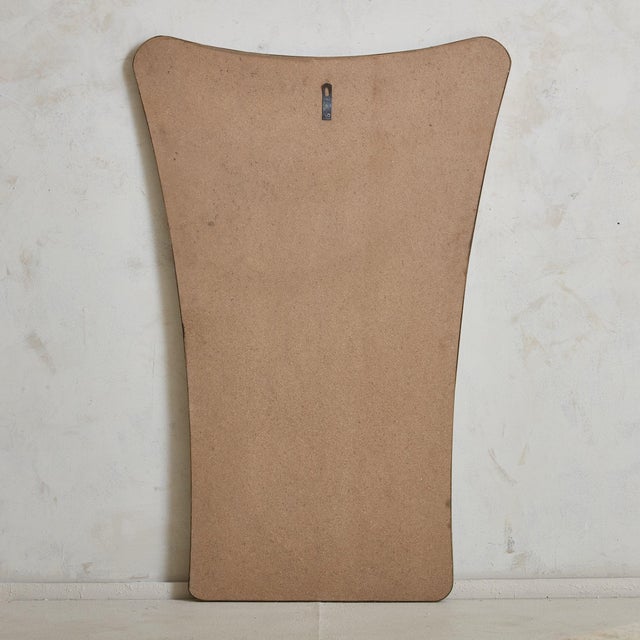 Wide Scoop Top Patinated Brass Mirror, 20th Century - 2 Available For Sale - Image 11 of 11