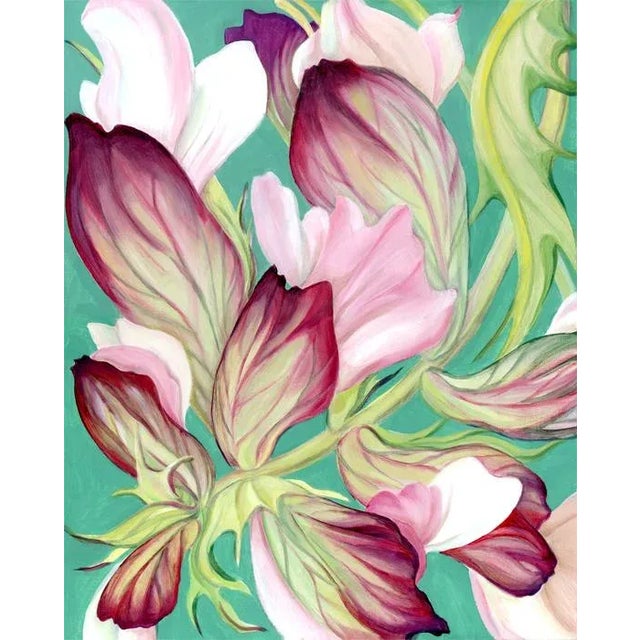 Original Floral Oil Painting, Acanthus Blossoms For Sale