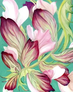Original Floral Oil Painting, Acanthus Blossoms