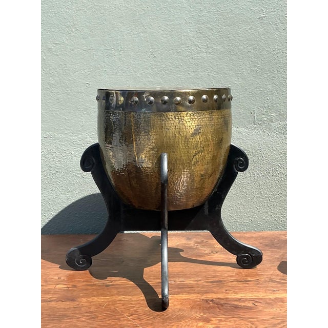 Vintage Hammered Brass Drum Table For Sale - Image 9 of 18