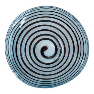 Oversize Glass Swirl Decorative Bowl For Sale